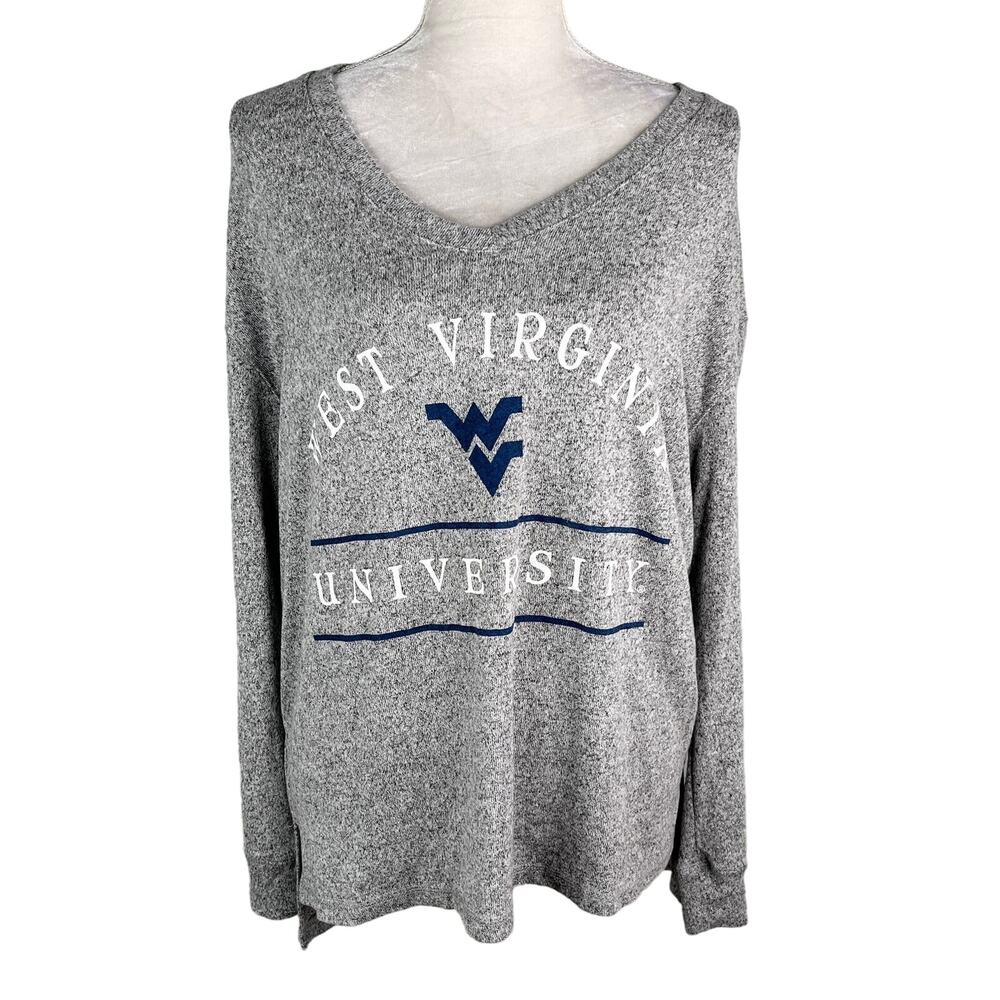 West Virginia University Womens Top Sweater Brushed Gray Pullover S New